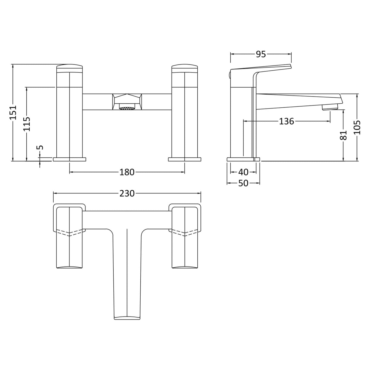 Nuie Hardy Bath Filler Tap Chrome HDY303 LD