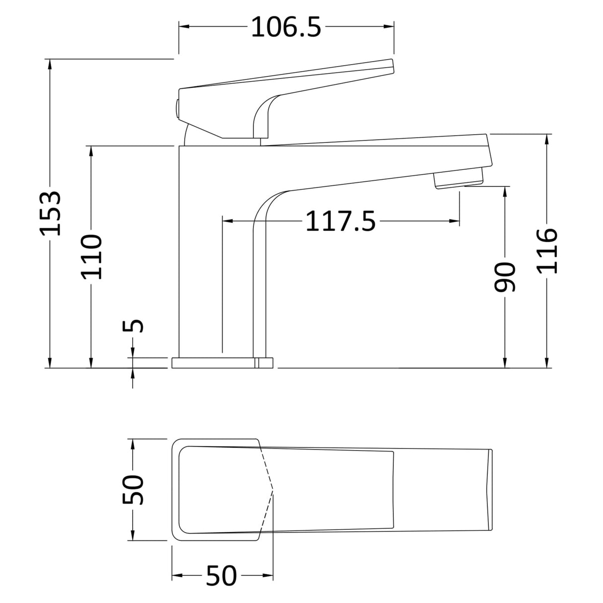 Nuie Hardy Mono Basin Mixer Tap with Waste Chrome HDY305 LD
