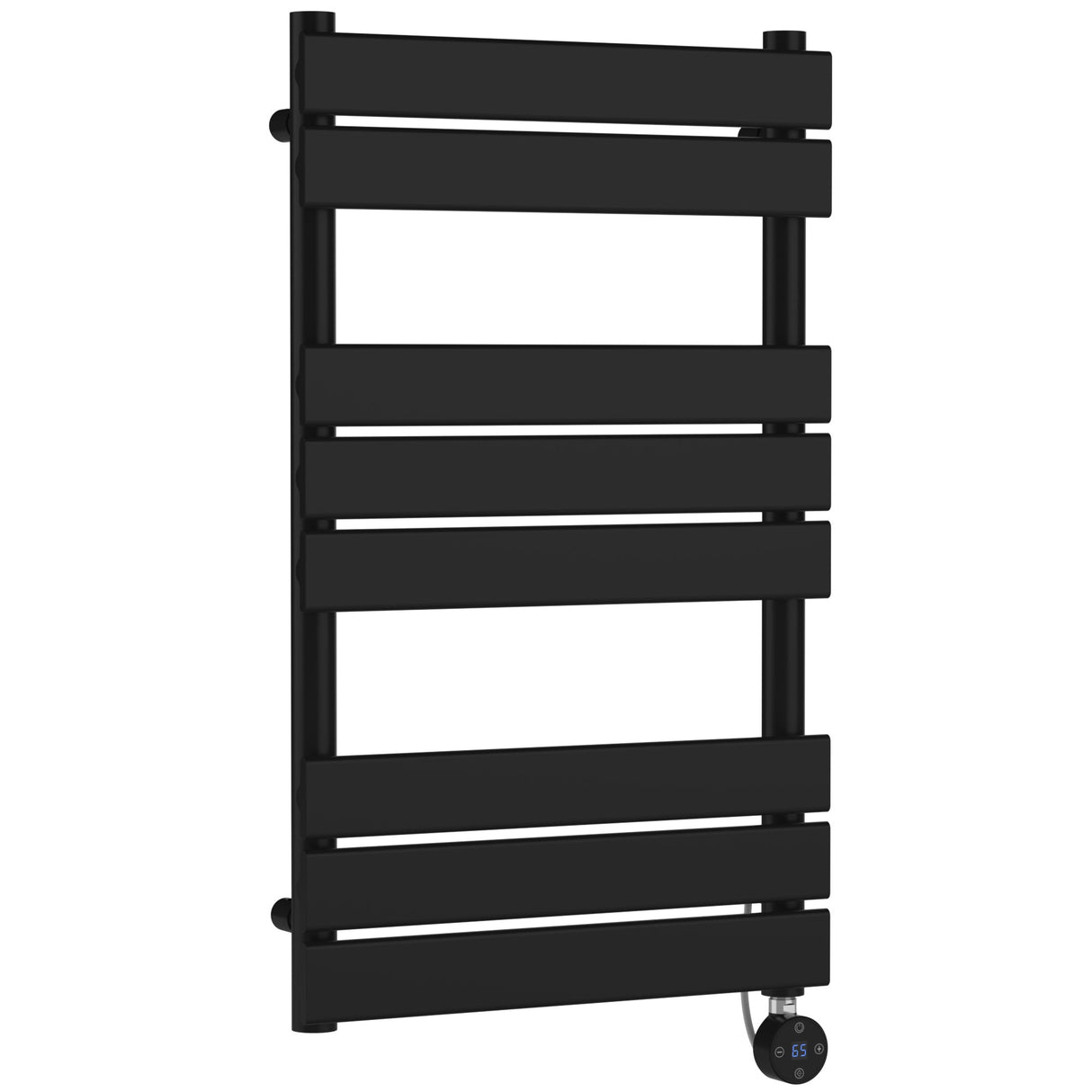 Nuie Flat Panel Electric Heated Towel Rail - 8 Panels - H840 x W500mm Matt Black HL458