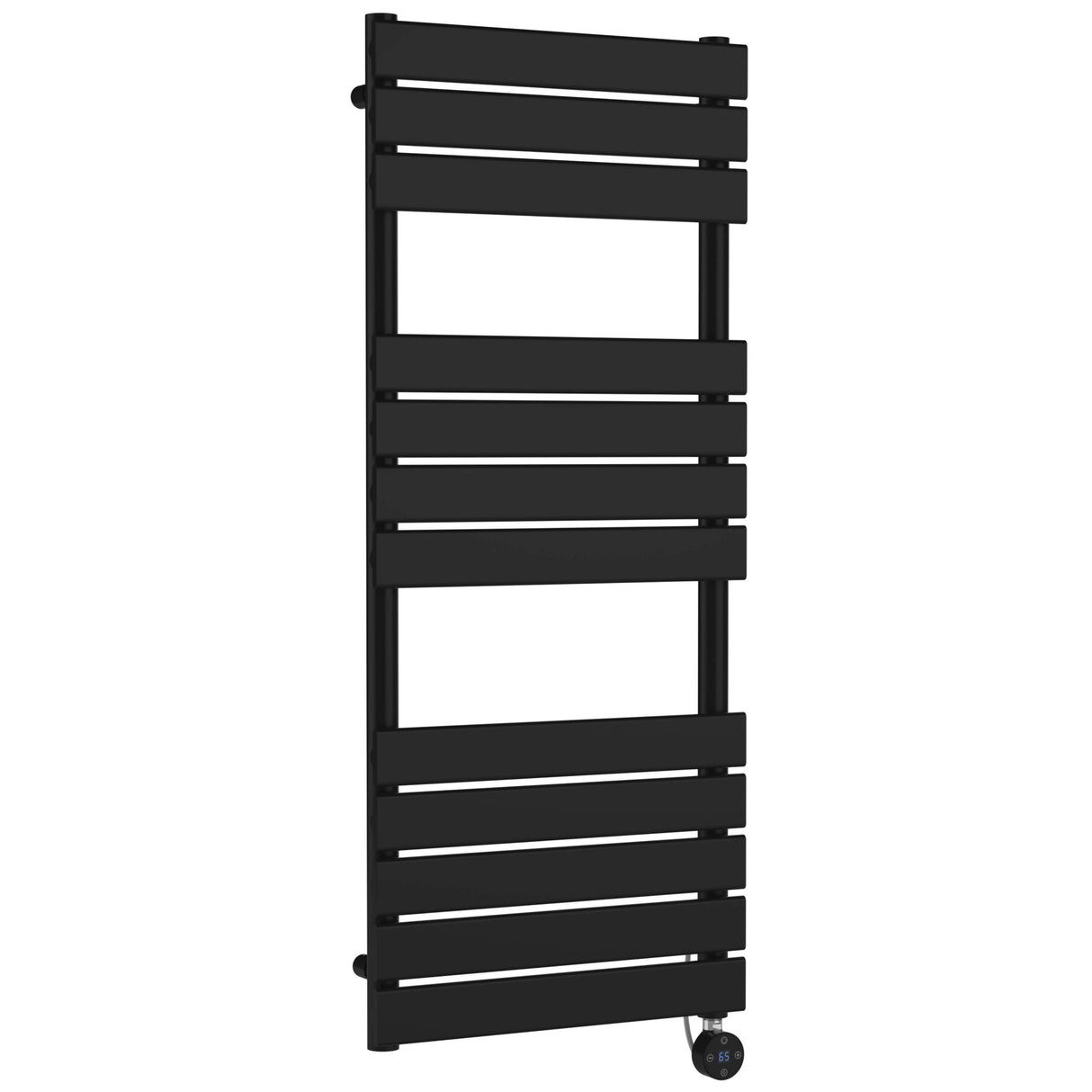 Nuie Flat Panel Electric Heated Towel Rail - 12 Panels - H1213 x W500mm Matt Black HL459