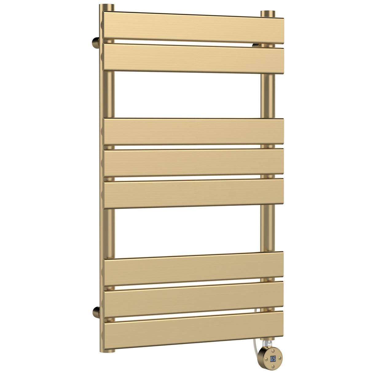 Nuie Flat Panel Electric Heated Towel Rail - 8 Panels - H840 x W500mm Brushed Brass HL858