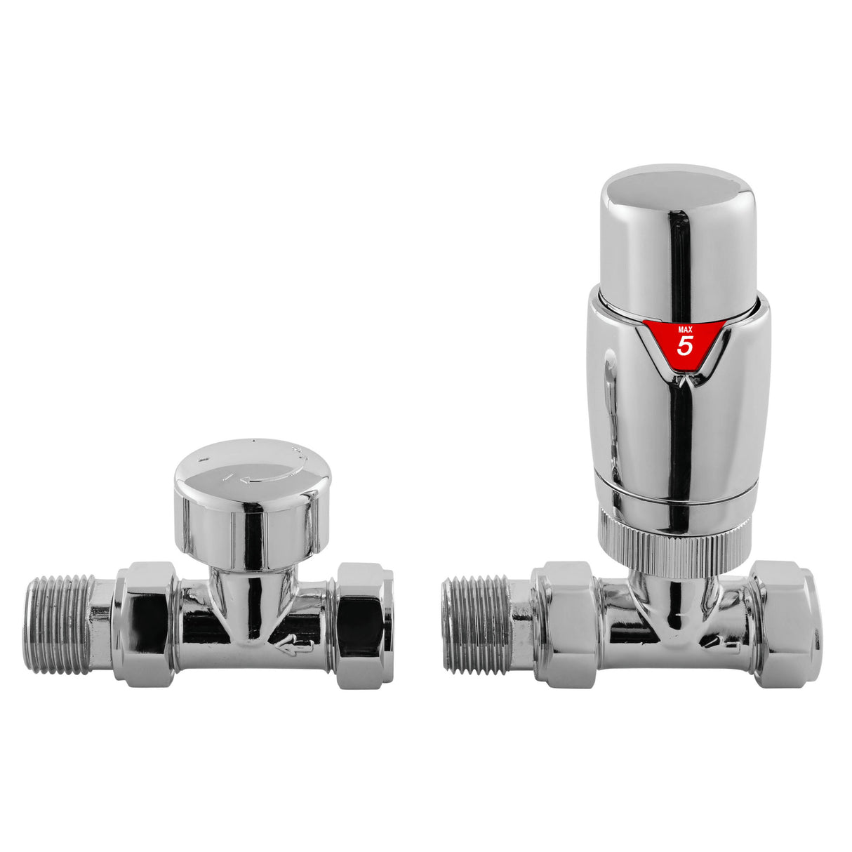 Nuie Luxury Straight Thermostatic Radiator Valves Pack Chrome HT316