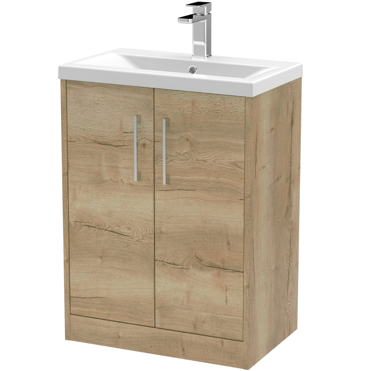 Hudson Reed Juno 600mm Freestanding Vanity Unit & Basin, 2 Doors Autumn Oak JNU1803A