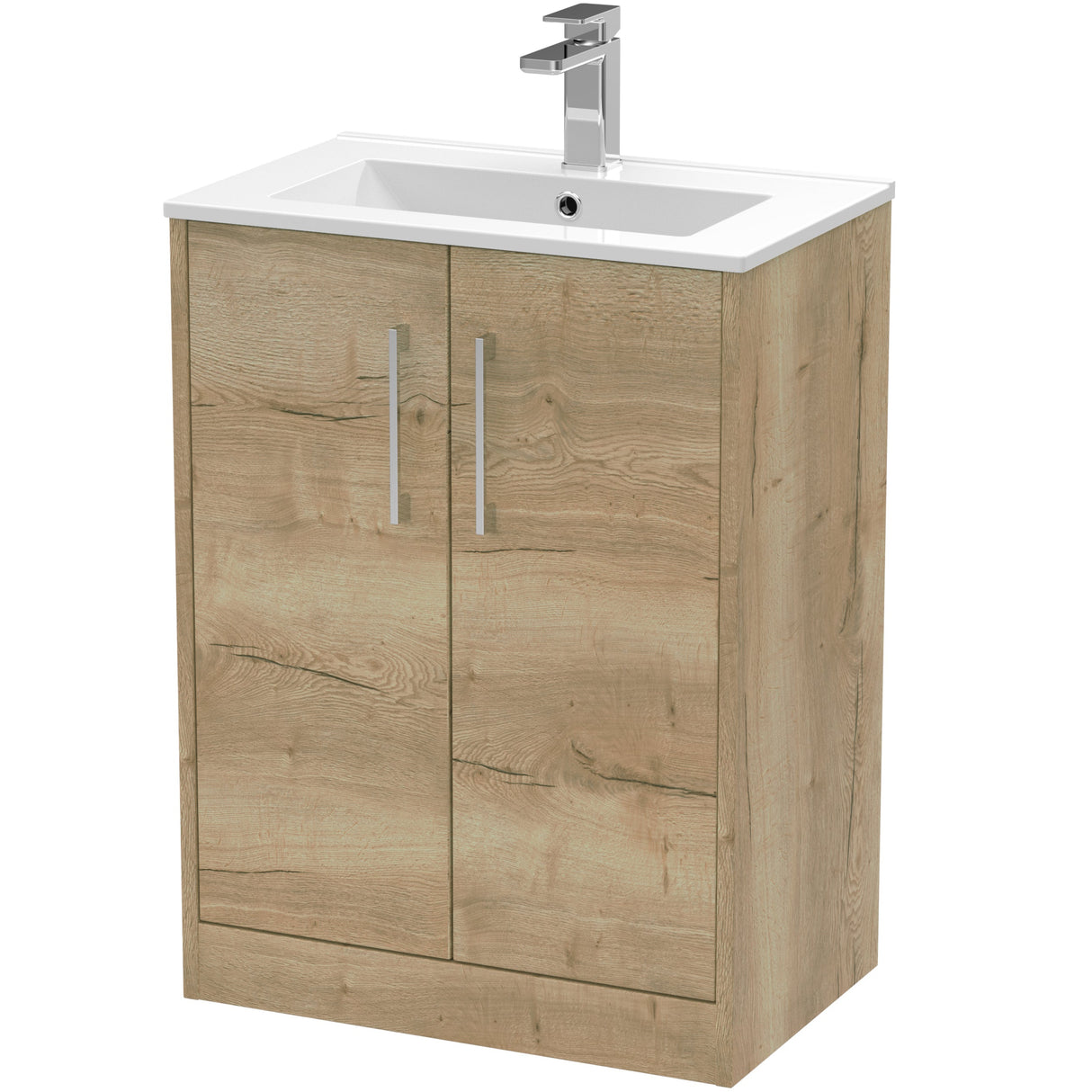 Hudson Reed Juno 600mm Freestanding Vanity Unit & Basin, 2 Doors Autumn Oak JNU1803B