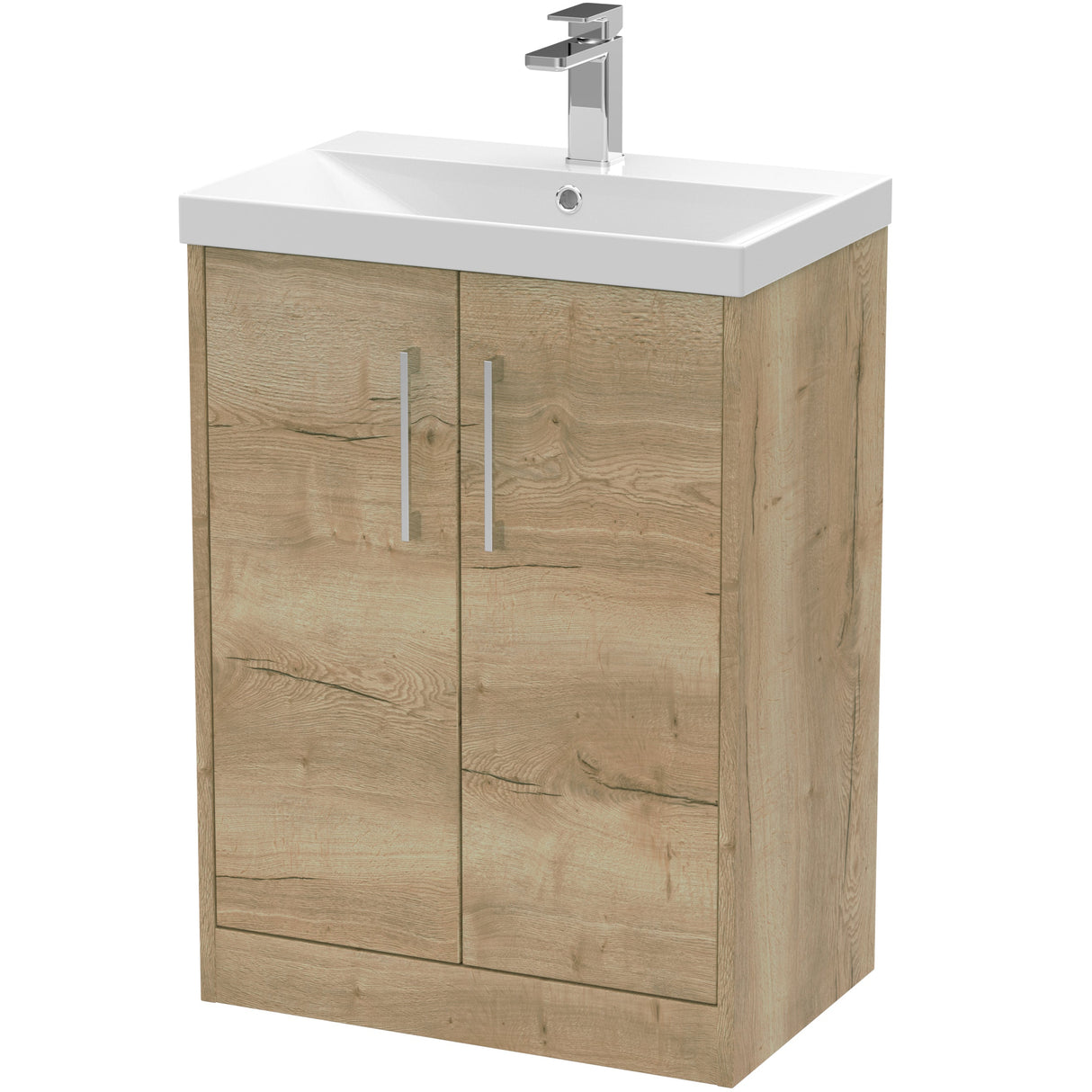 Hudson Reed Juno 600mm Freestanding Vanity Unit & Basin, 2 Doors Autumn Oak JNU1803D