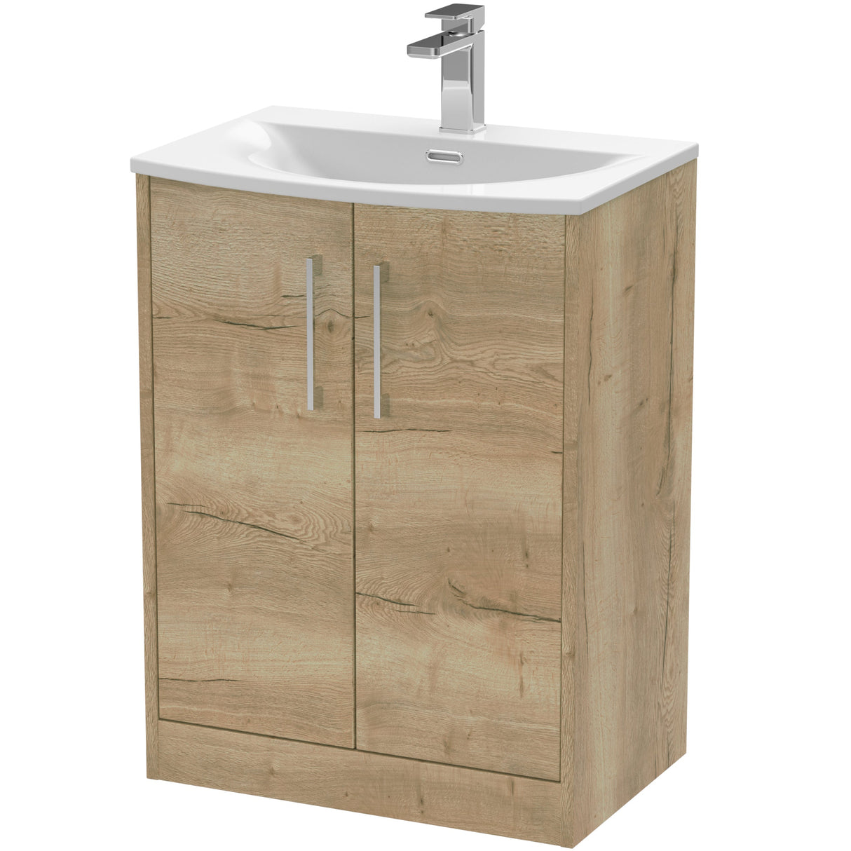 Hudson Reed Juno 600mm Freestanding Vanity Unit & Basin, 2 Doors Autumn Oak JNU1803G