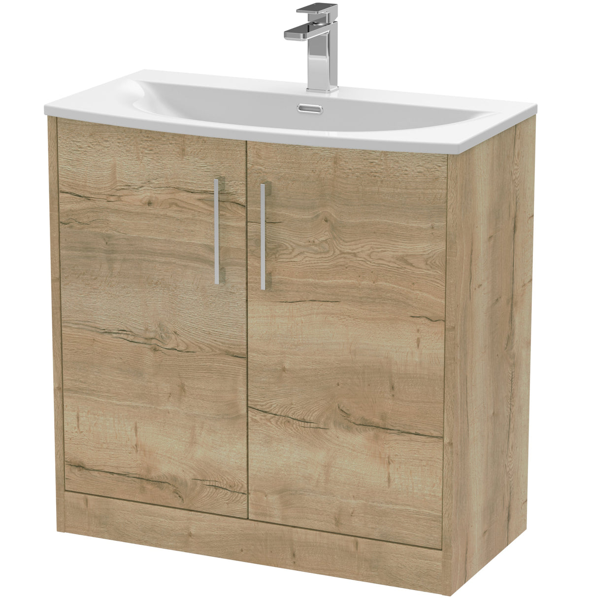 Hudson Reed Juno 800mm Freestanding Vanity Unit & Basin, 2 Doors Autumn Oak JNU1805G