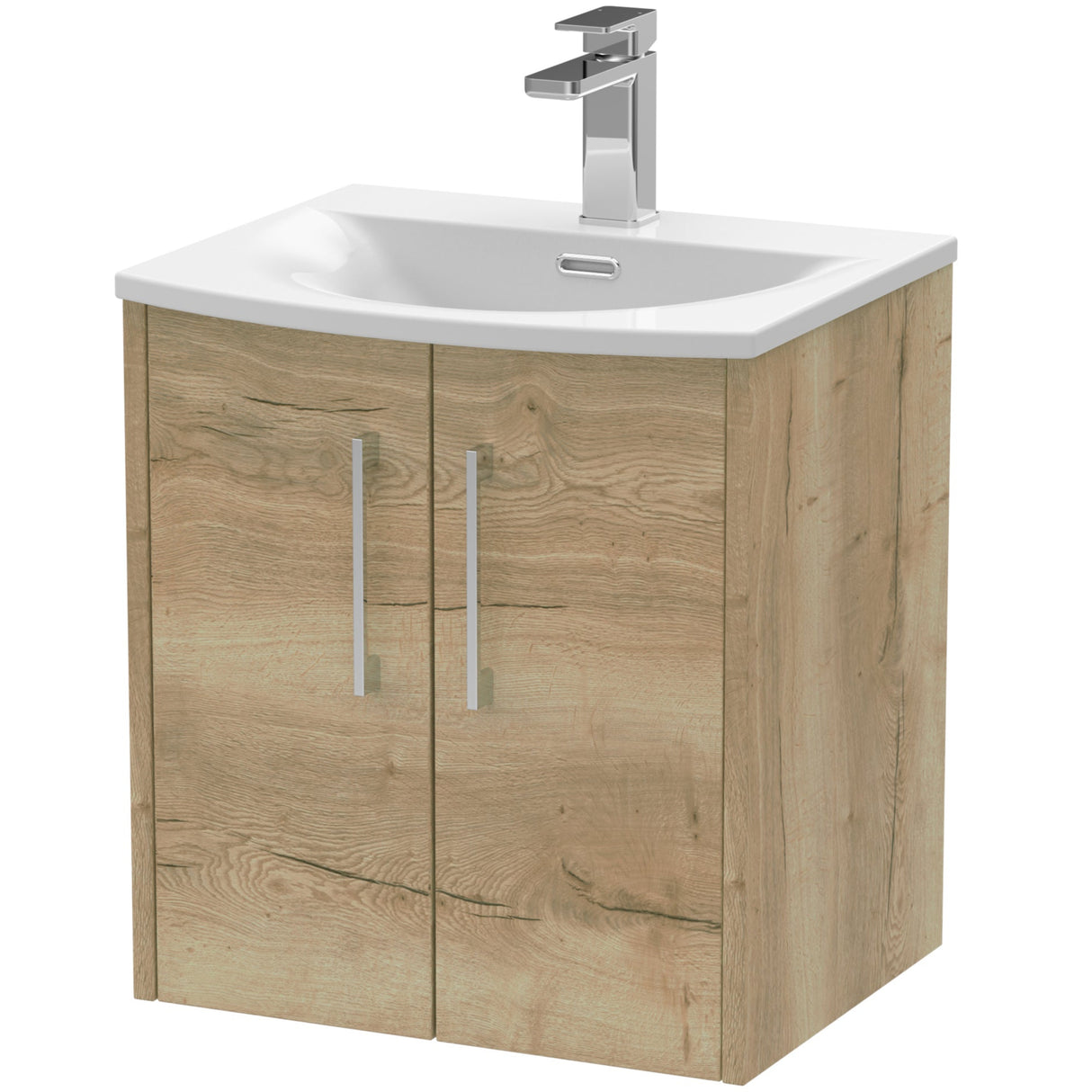 Hudson Reed Juno 500mm Wall Hung Vanity Unit & Basin, 2 Doors Autumn Oak JNU1821G