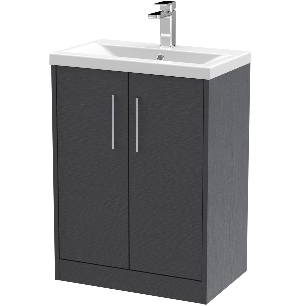 Hudson Reed Juno 600mm Freestanding Vanity Unit & Basin, 2 Doors Graphite Grey JNU2203A