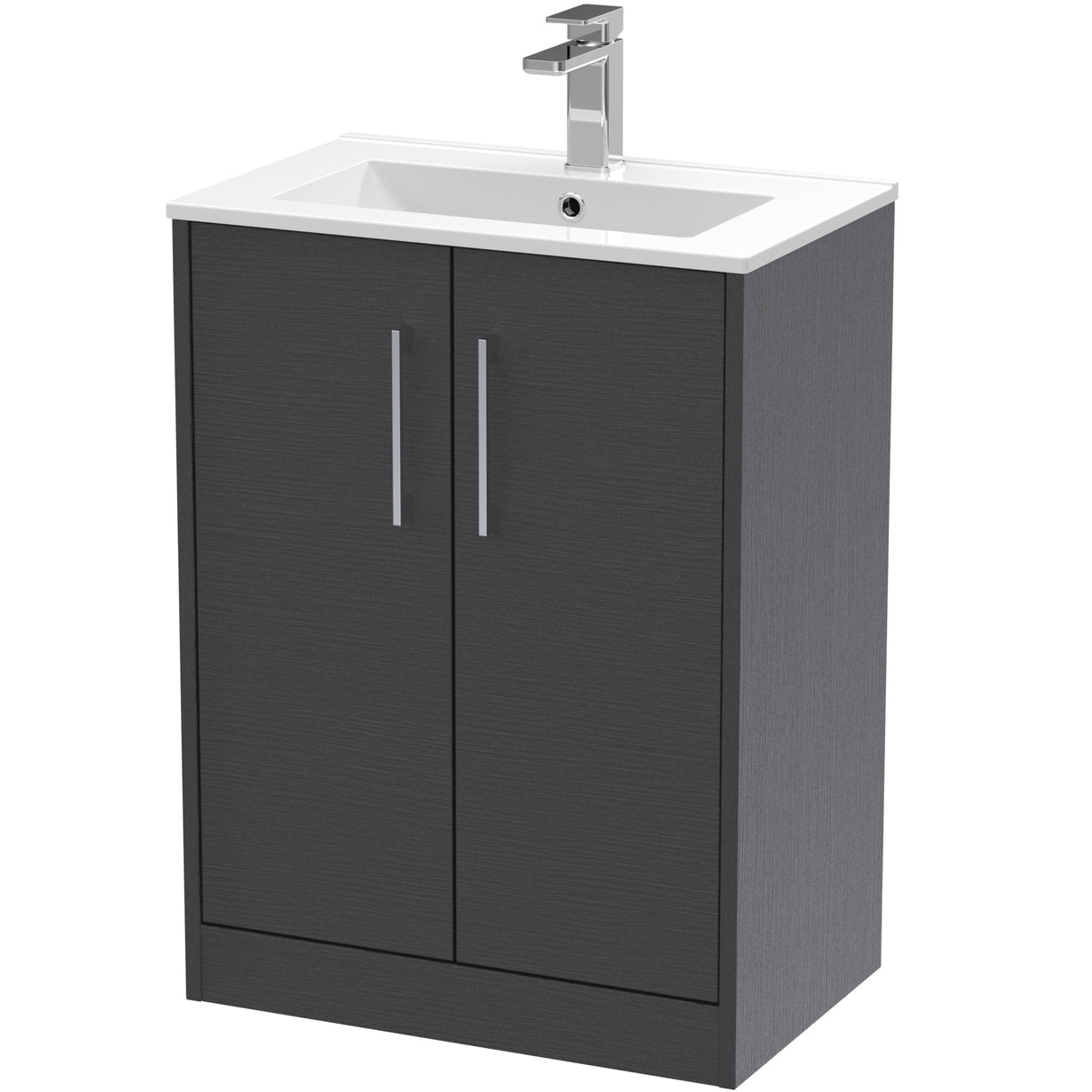 Hudson Reed Juno 600mm Freestanding Vanity Unit & Basin, 2 Doors Graphite Grey JNU2203B