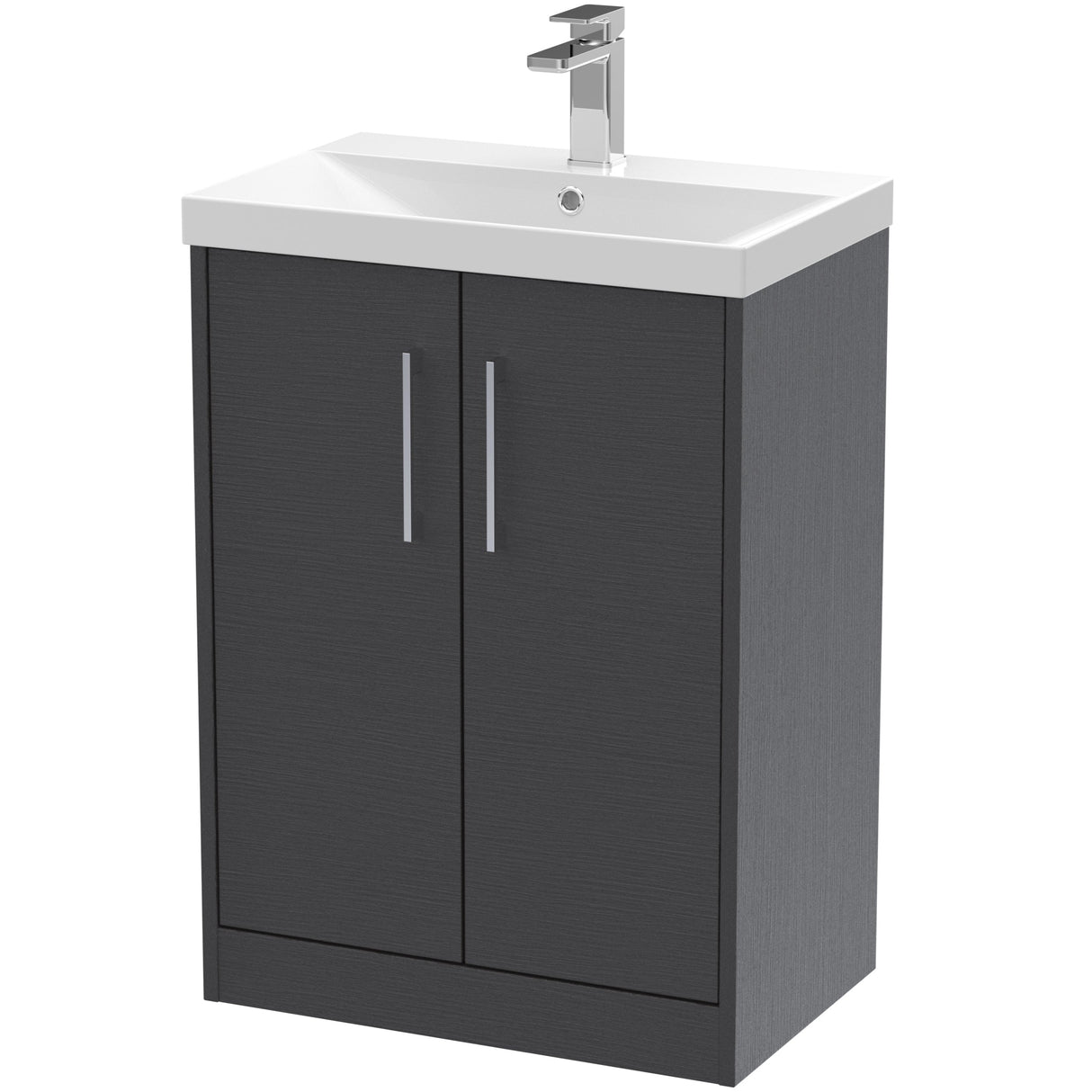 Hudson Reed Juno 600mm Freestanding Vanity Unit & Basin, 2 Doors Graphite Grey JNU2203D