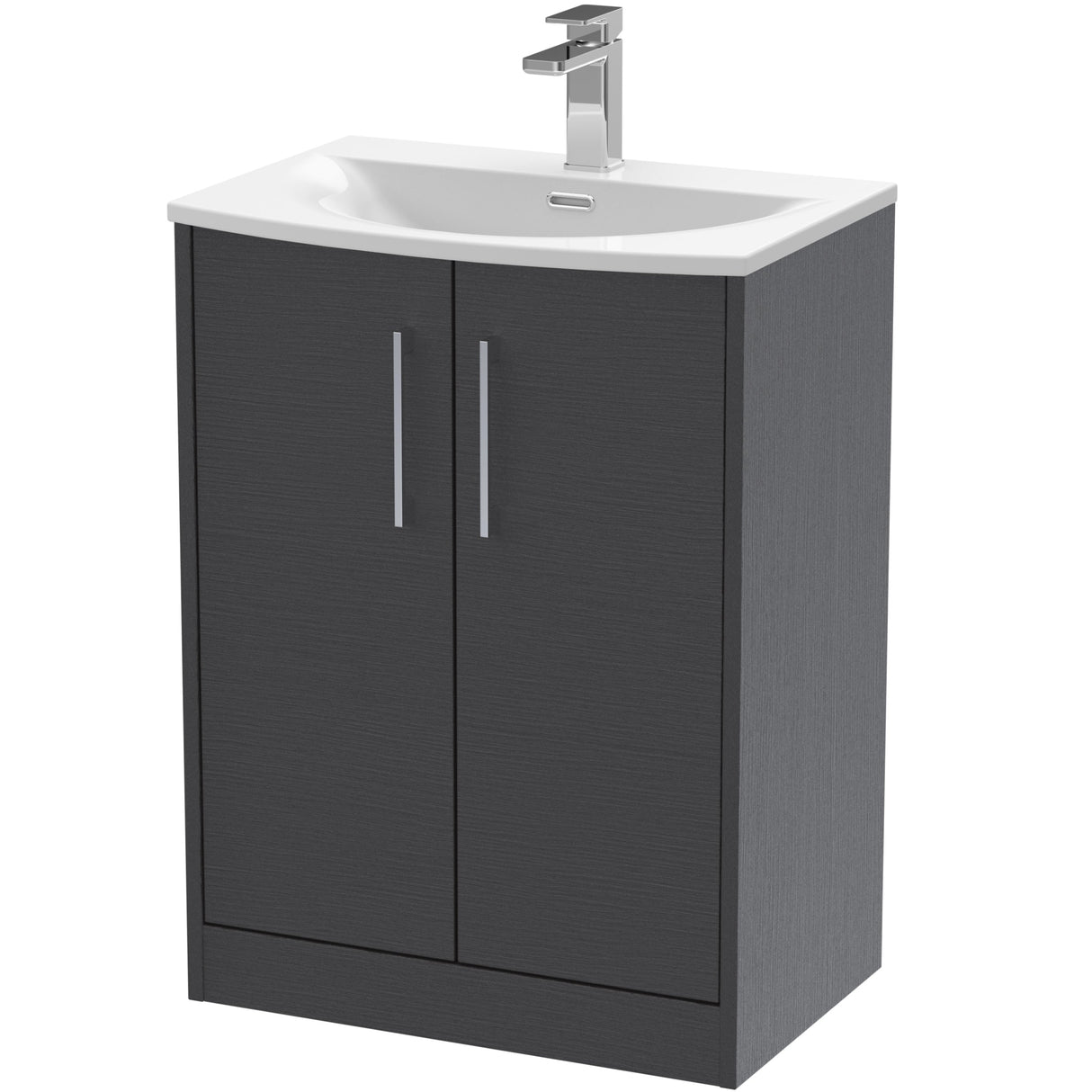 Hudson Reed Juno 600mm Freestanding Vanity Unit & Basin, 2 Doors Graphite Grey JNU2203G