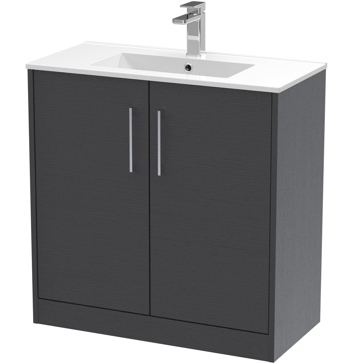 Hudson Reed Juno 800mm Freestanding Vanity Unit & Basin, 2 Doors Graphite Grey JNU2205B
