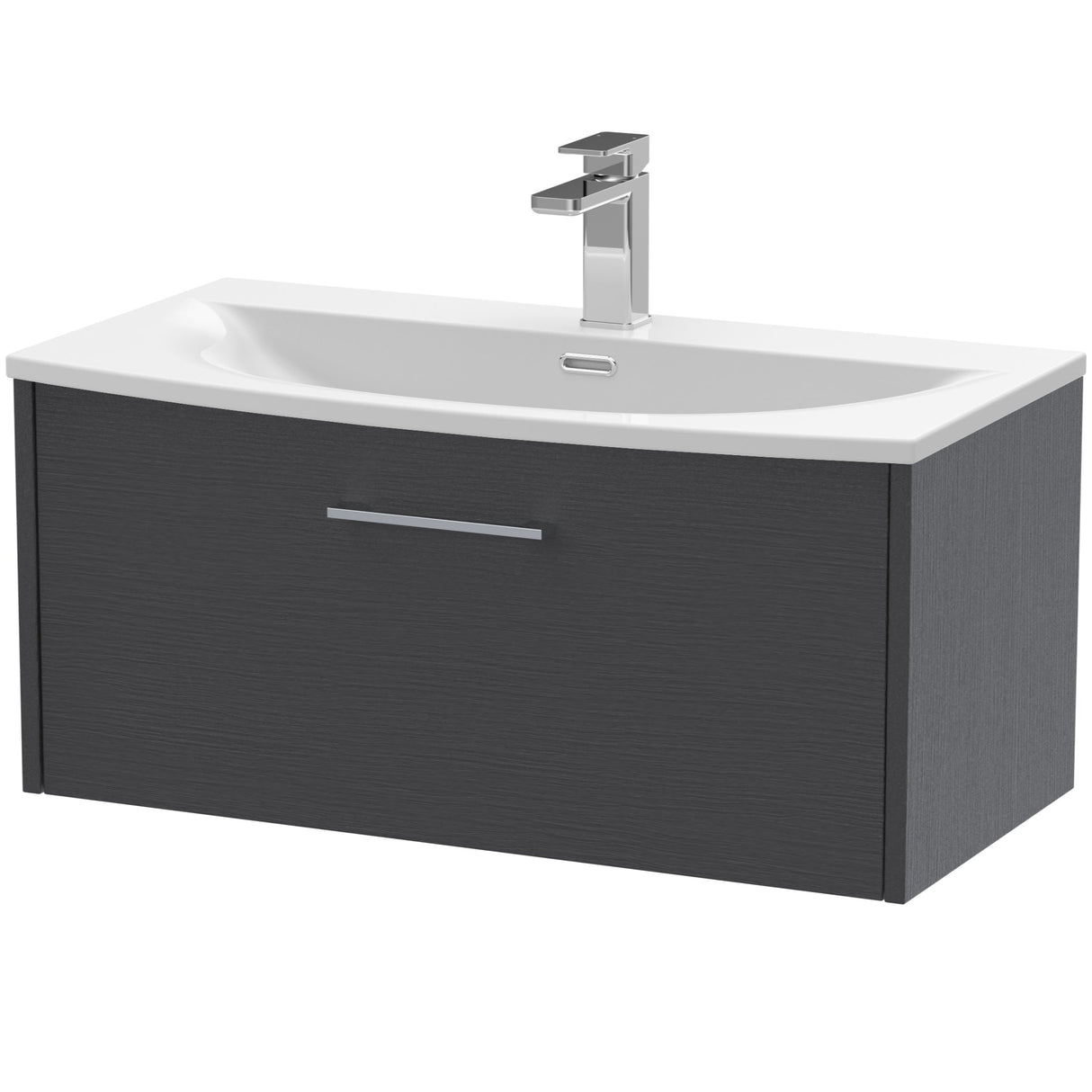 Hudson Reed Juno 800mm Wall Hung Vanity Unit & Basin, 1 Drawer Graphite Grey JNU2225G