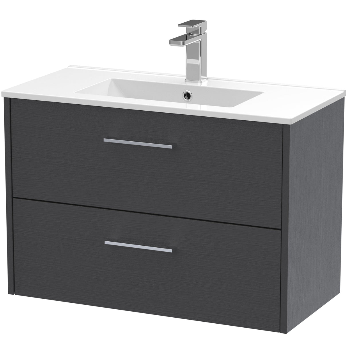 Hudson Reed Juno 800mm Wall Hung Vanity Unit & Basin, 2 Drawers Graphite Grey JNU2226B