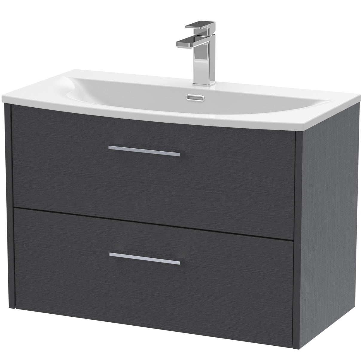 Hudson Reed Juno 800mm Wall Hung Vanity Unit & Basin, 2 Drawers Graphite Grey JNU2226G
