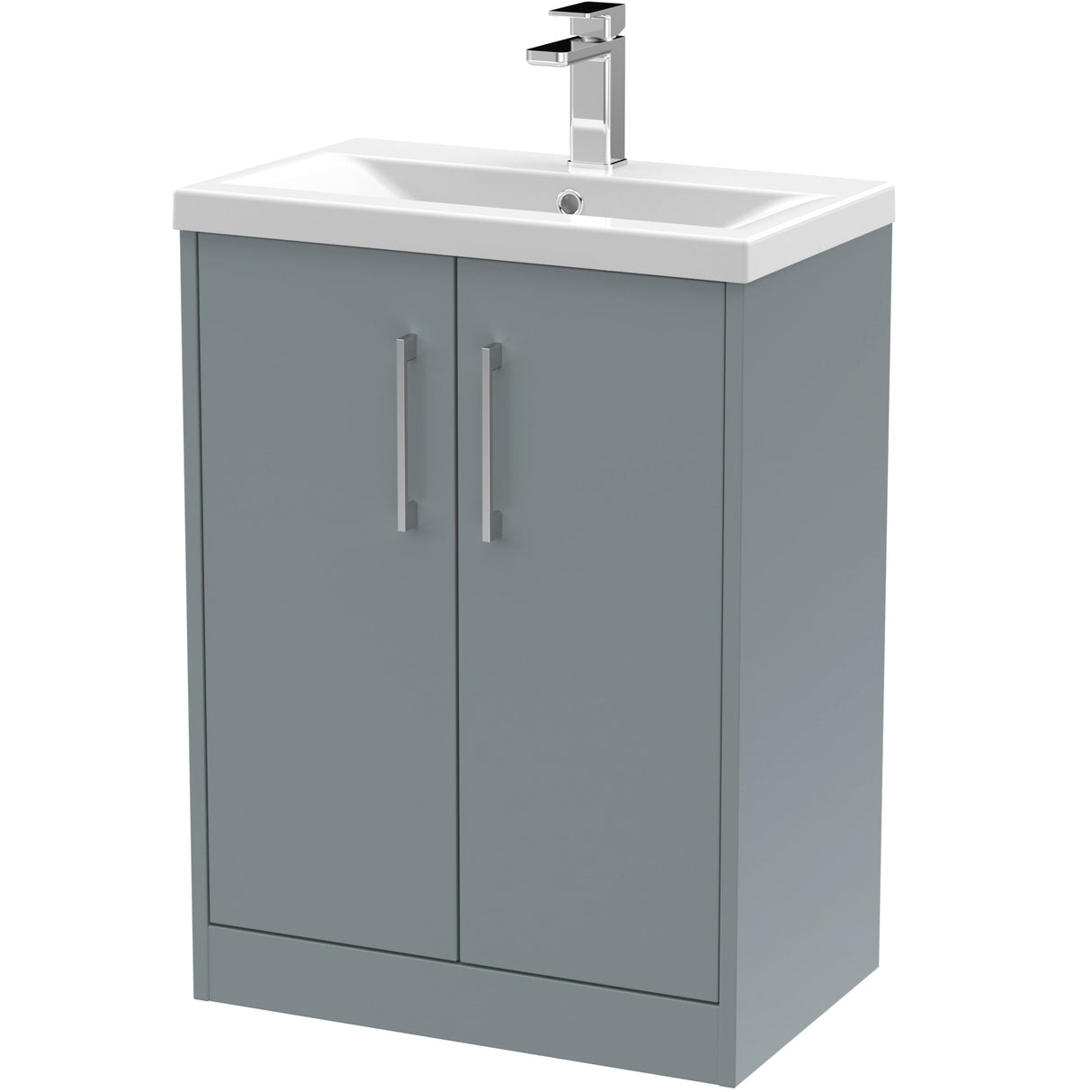 Hudson Reed Juno 600mm Freestanding Vanity Unit & Basin, 2 Doors Coastal Grey JNU2303A