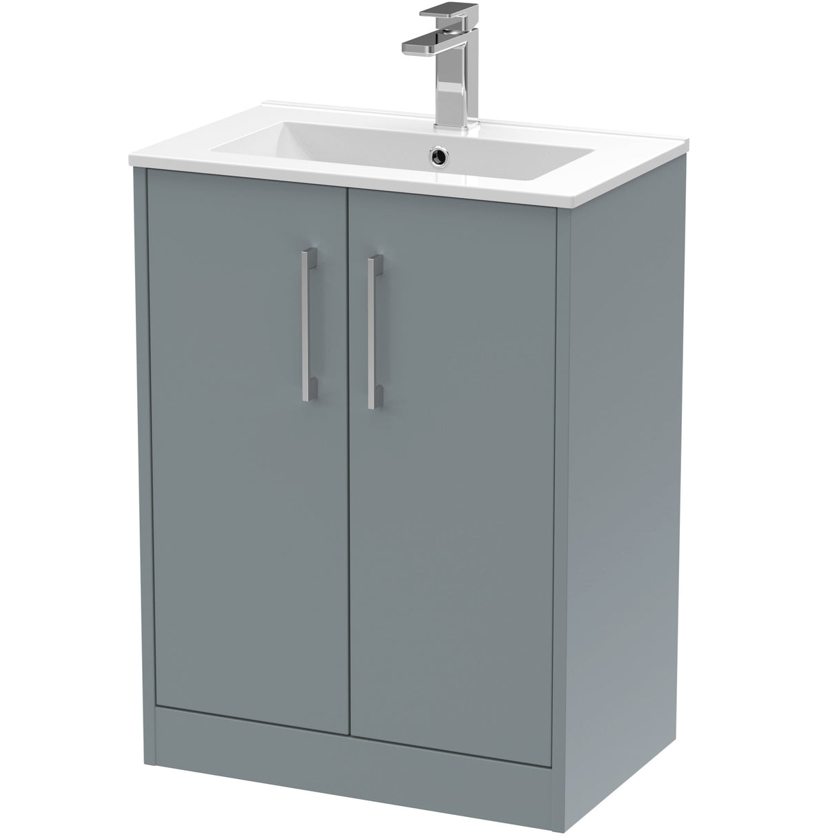 Hudson Reed Juno 600mm Freestanding Vanity Unit & Basin, 2 Doors Coastal Grey JNU2303B