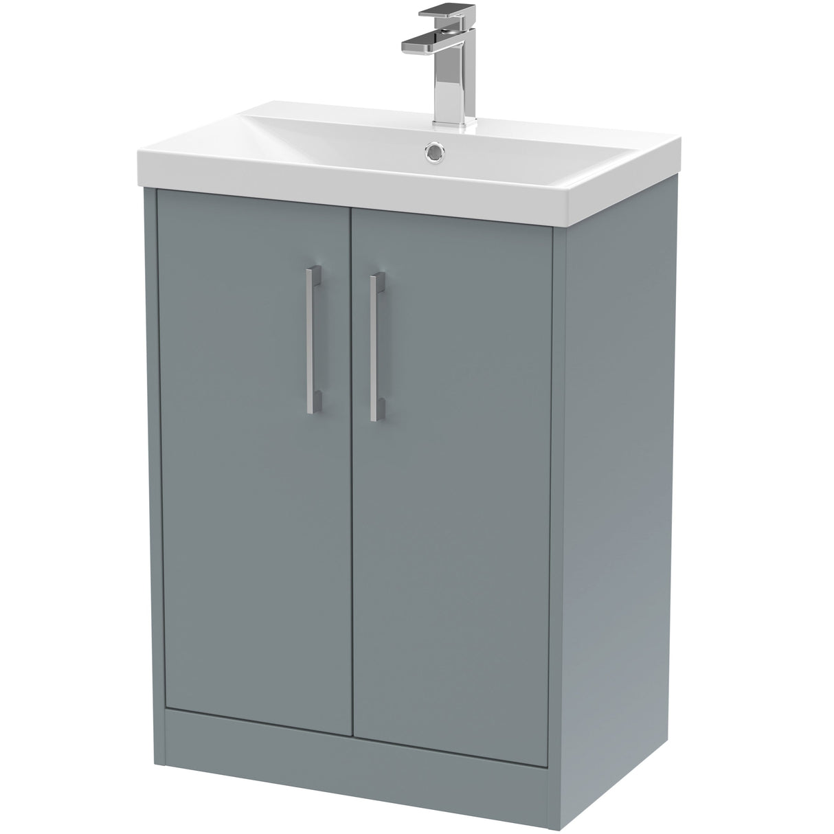 Hudson Reed Juno 600mm Freestanding Vanity Unit & Basin, 2 Doors Coastal Grey JNU2303D