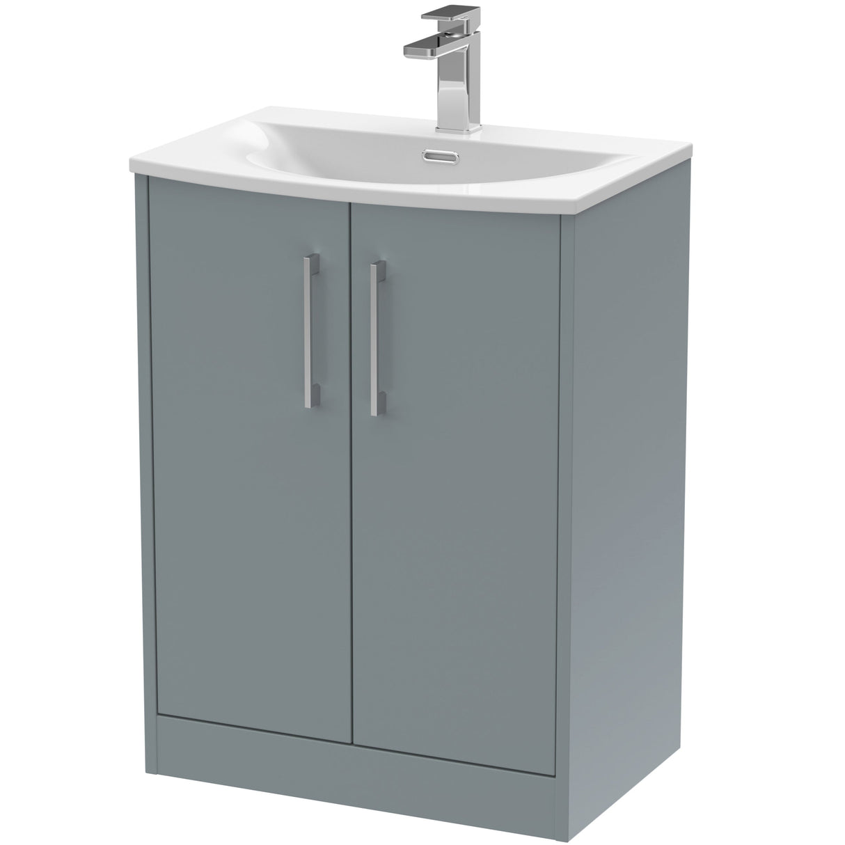 Hudson Reed Juno 600mm Freestanding Vanity Unit & Basin, 2 Doors Coastal Grey JNU2303G