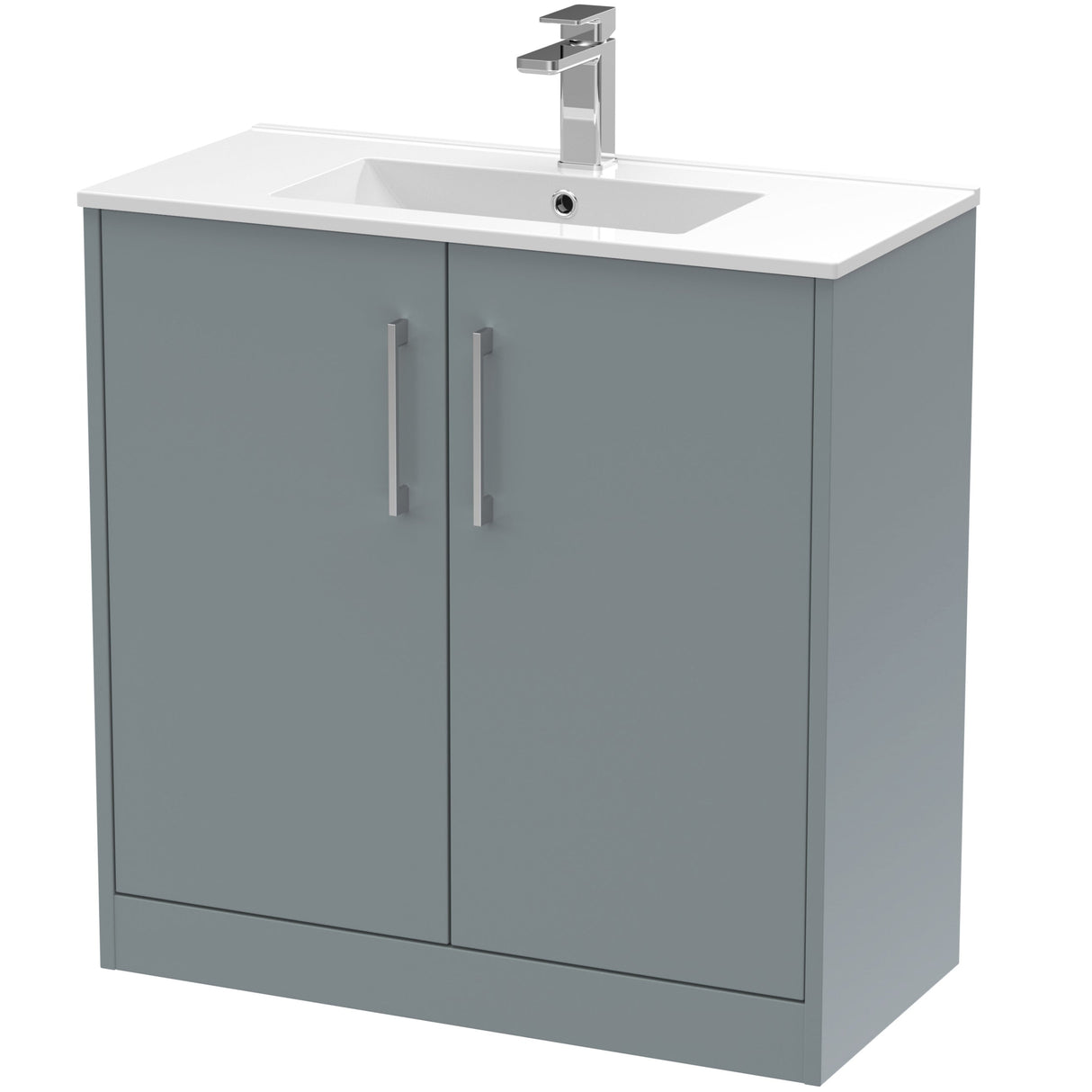 Hudson Reed Juno 800mm Freestanding Vanity Unit & Basin, 2 Doors Coastal Grey JNU2305B