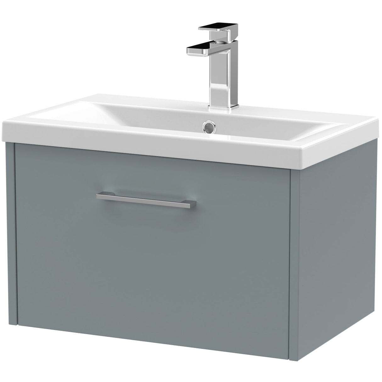 Hudson Reed Juno 600mm Wall Hung Vanity Unit & Basin, 1 Drawer Coastal Grey JNU2322A