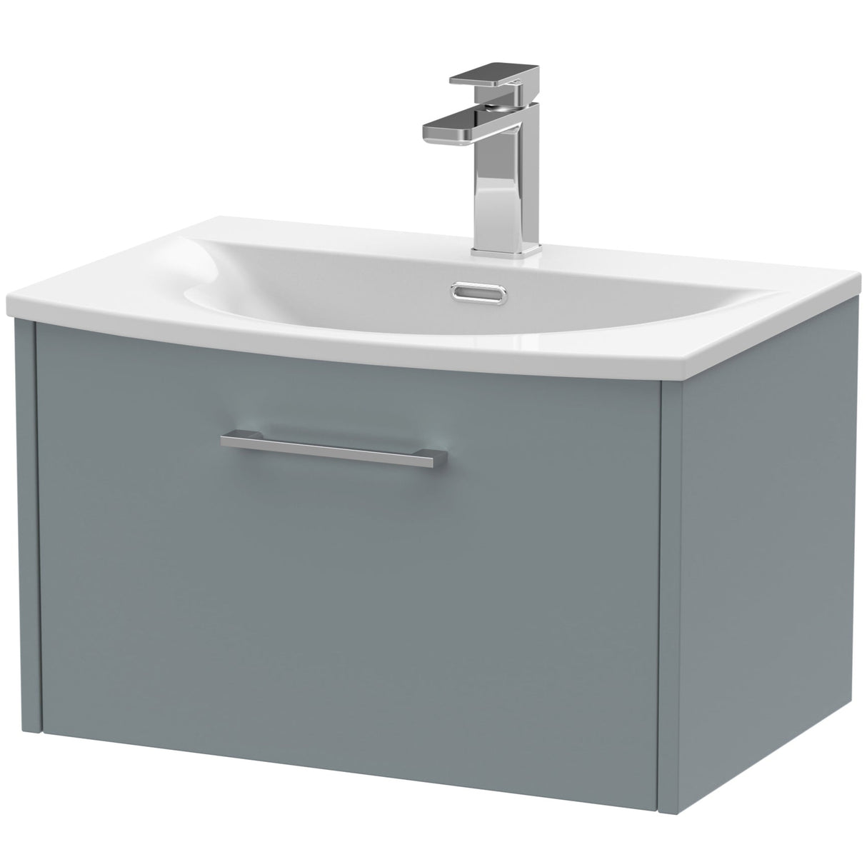 Hudson Reed Juno 600mm Wall Hung Vanity Unit & Basin, 1 Drawer Coastal Grey JNU2322G