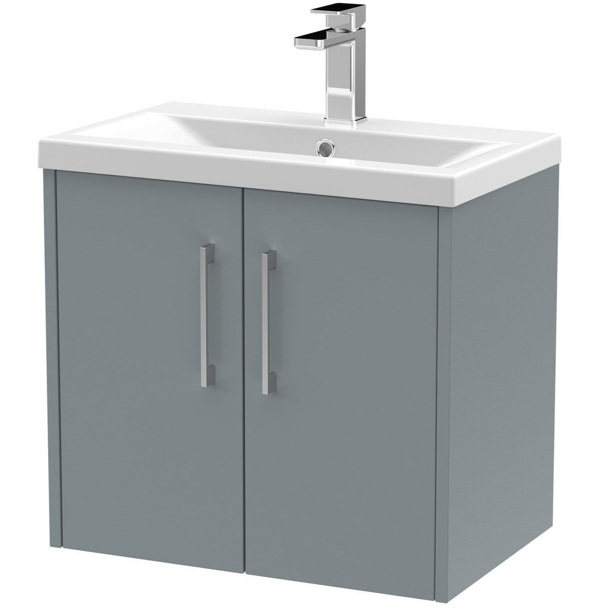Hudson Reed Juno 600mm Wall Hung Vanity Unit & Basin, 2 Doors Coastal Grey JNU2323A