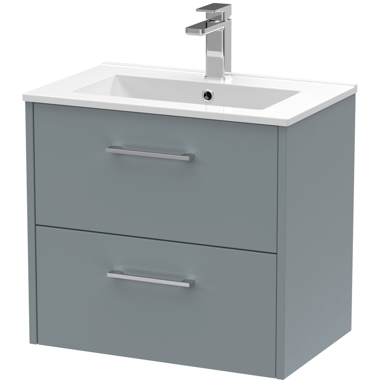 Hudson Reed Juno 600mm Wall Hung Vanity Unit & Basin, 2 Drawers Coastal Grey JNU2324B