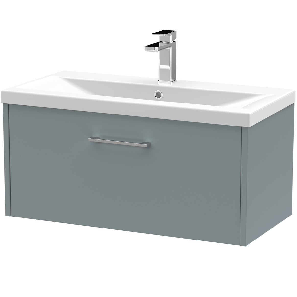 Hudson Reed Juno 800mm Wall Hung Vanity Unit & Basin, 1 Drawer Coastal Grey JNU2325A