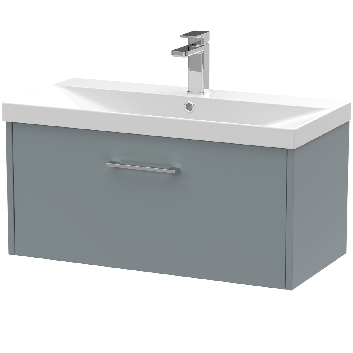 Hudson Reed Juno 800mm Wall Hung Vanity Unit & Basin, 1 Drawer Coastal Grey JNU2325D