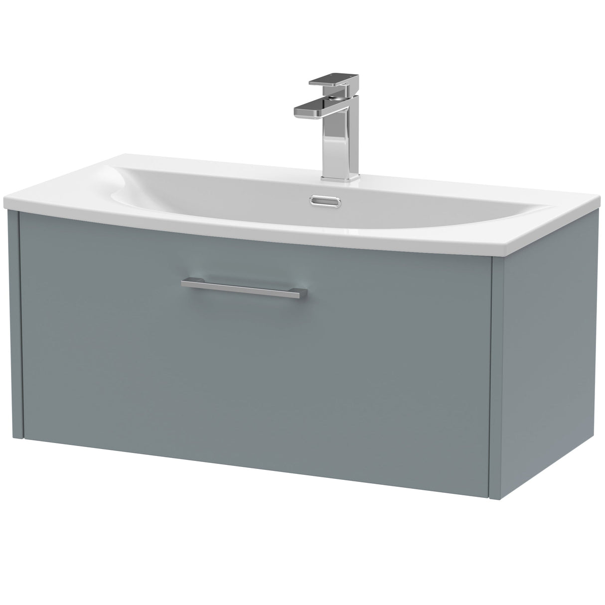 Hudson Reed Juno 800mm Wall Hung Vanity Unit & Basin, 1 Drawer Coastal Grey JNU2325G