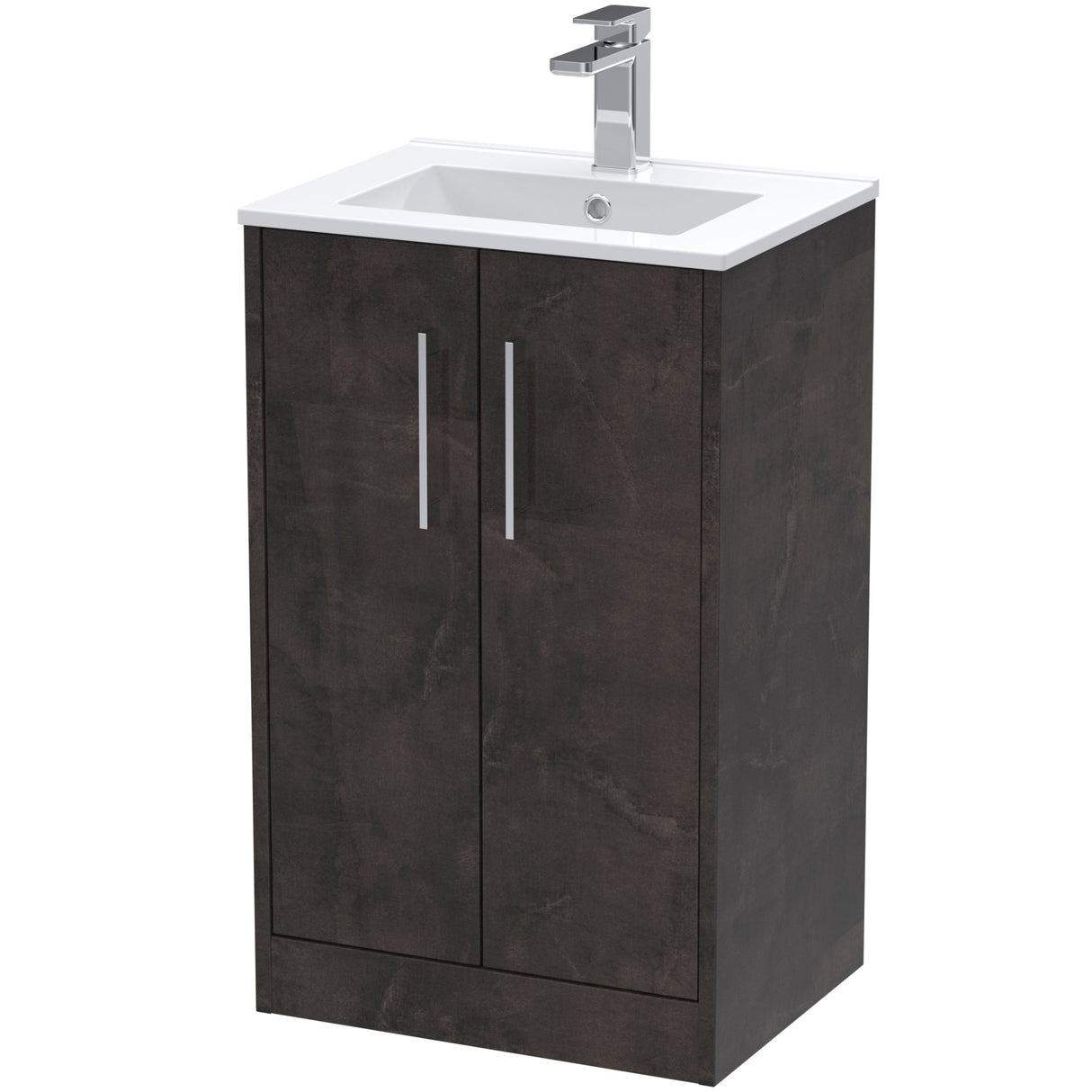 Hudson Reed Juno 500mm Freestanding Vanity Unit & Basin, 2 Doors Metallic Slate JNU2601B