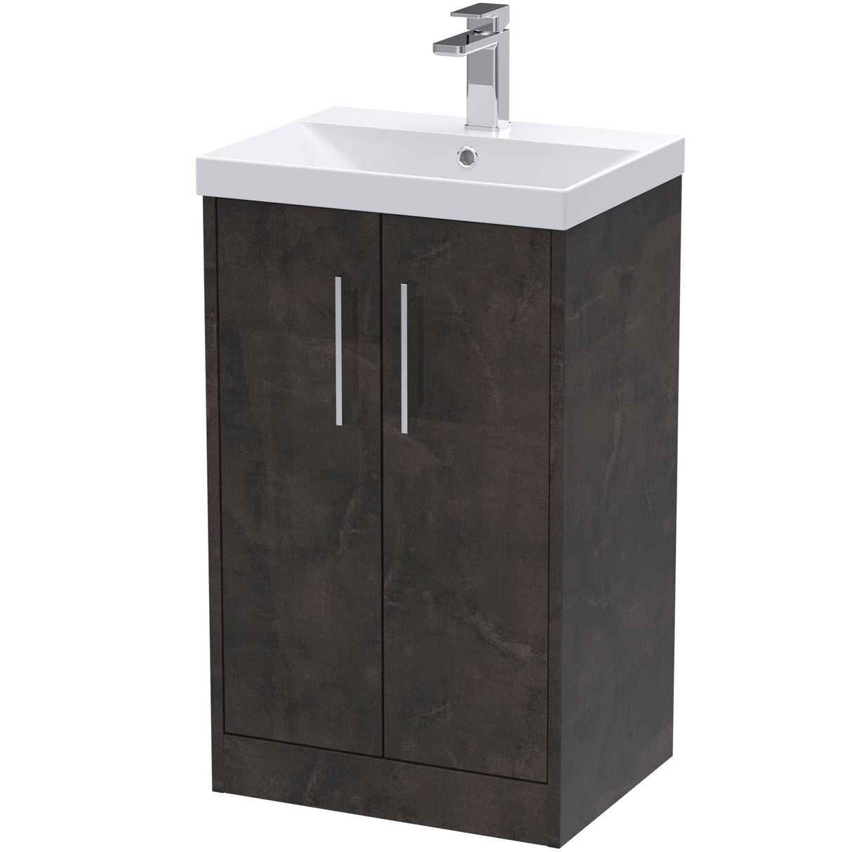 Hudson Reed Juno 500mm Freestanding Vanity Unit & Basin, 2 Doors Metallic Slate JNU2601D