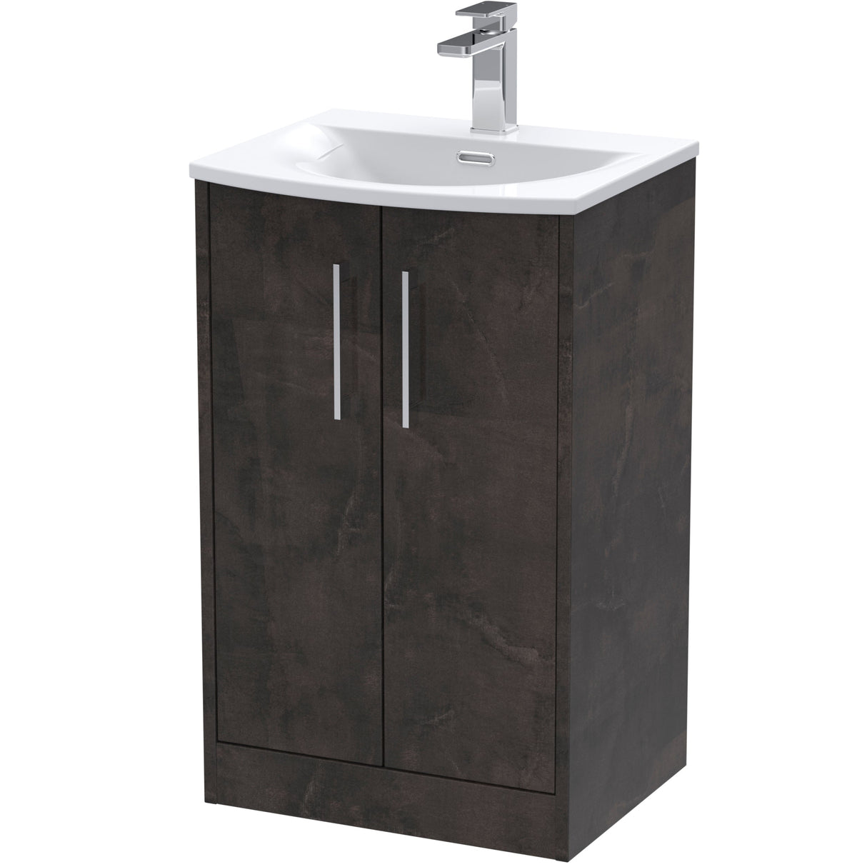 Hudson Reed Juno 500mm Freestanding Vanity Unit & Basin, 2 Doors Metallic Slate JNU2601G