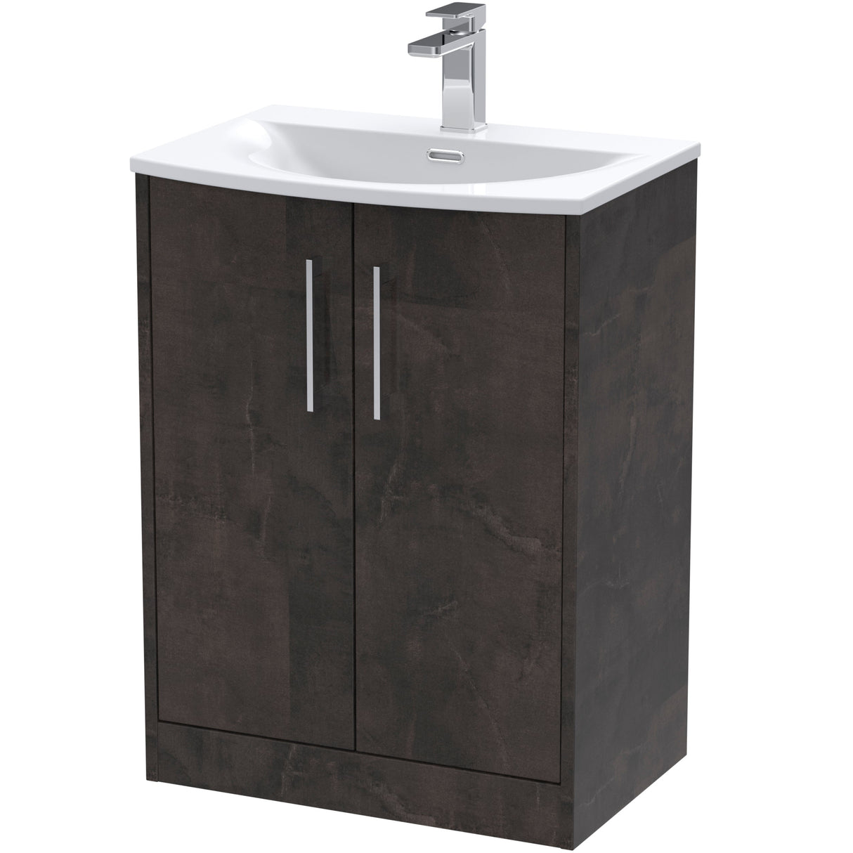 Hudson Reed Juno 600mm Freestanding Vanity Unit & Basin, 2 Doors Metallic Slate JNU2603G