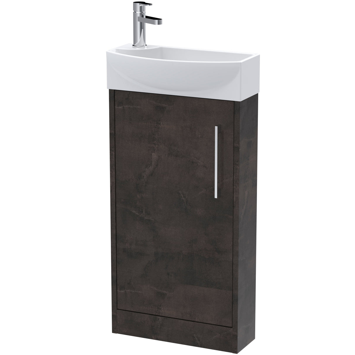 Hudson Reed Juno 440mm Compact Floorstanding Basin Vanity Unit & Basin, 1 Door Metallic Slate JNU2621R