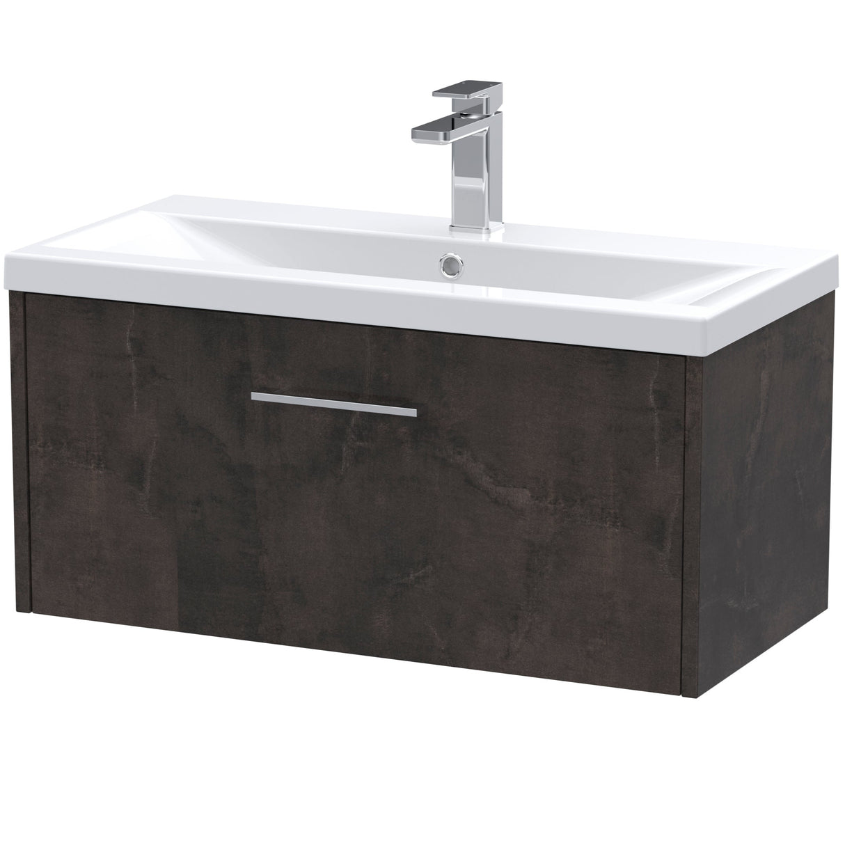 Hudson Reed Juno 800mm Wall Hung Vanity Unit & Basin, 1 Drawer Metallic Slate JNU2625A