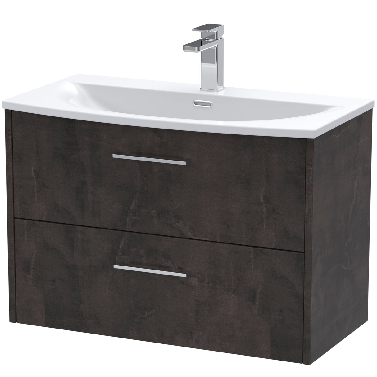 Hudson Reed Juno 800mm Wall Hung Vanity Unit & Basin, 2 Drawers Metallic Slate JNU2626G