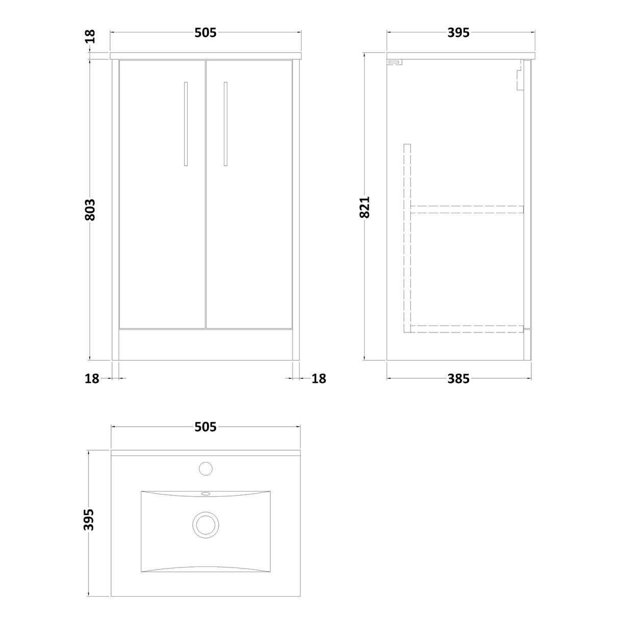 Hudson Reed Juno 500mm Freestanding Vanity Unit & Basin, 2 Doors Midnight Blue JNU2901B LD