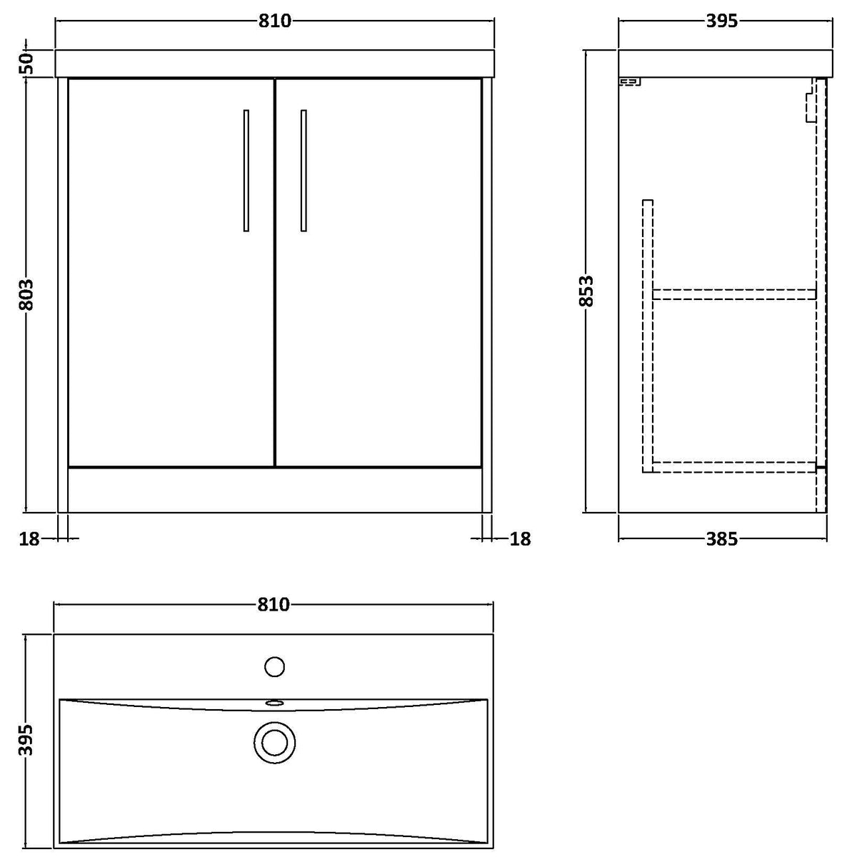 Hudson Reed Juno 800mm Freestanding Vanity Unit & Basin, 2 Doors Midnight Blue JNU2905D LD