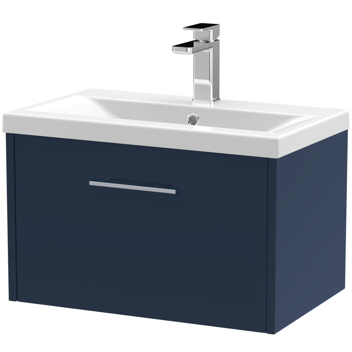 Hudson Reed Juno 600mm Wall Hung Vanity Unit & Basin, 1 Drawer Midnight Blue JNU2922A