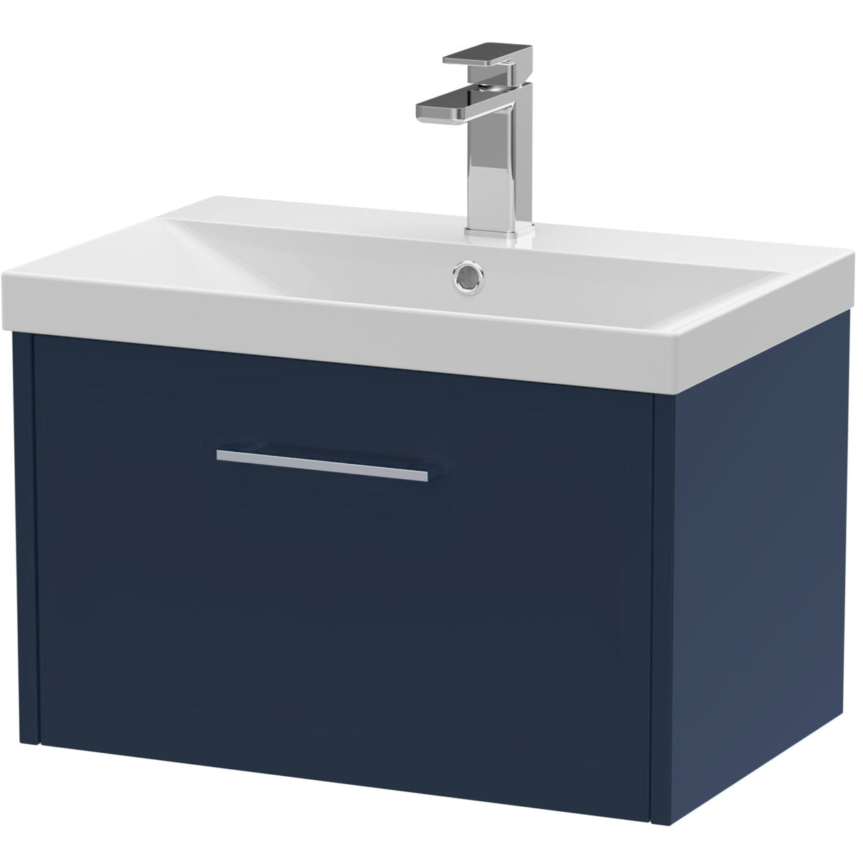 Hudson Reed Juno 600mm Wall Hung Vanity Unit & Basin, 1 Drawer Midnight Blue JNU2922D