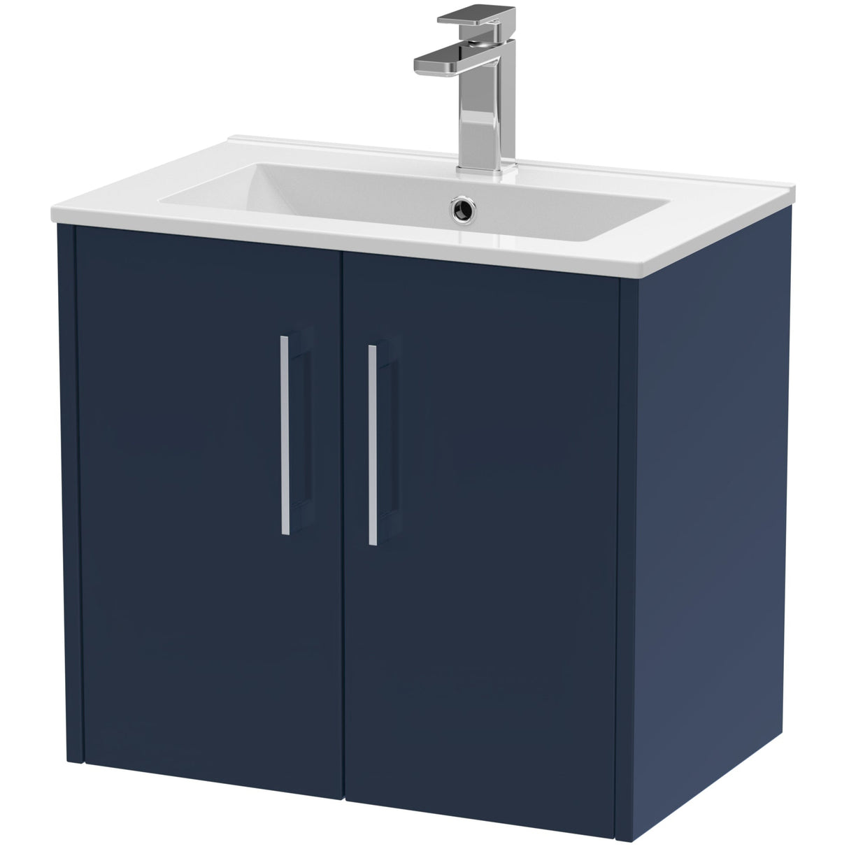 Hudson Reed Juno 600mm Wall Hung Vanity Unit & Basin, 2 Doors Midnight Blue JNU2923B