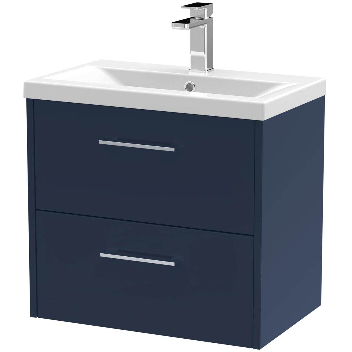 Hudson Reed Juno 600mm Wall Hung Vanity Unit & Basin, 2 Drawers Midnight Blue JNU2924A