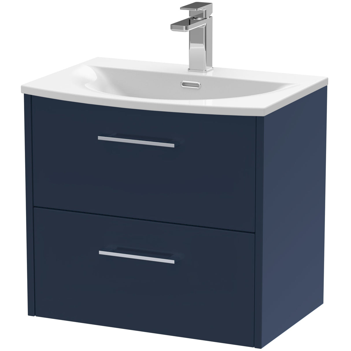Hudson Reed Juno 600mm Wall Hung Vanity Unit & Basin, 2 Drawers Midnight Blue JNU2924G