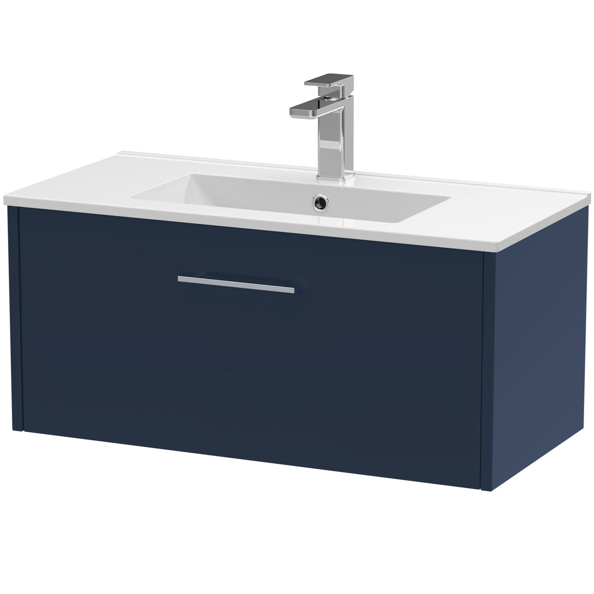 Hudson Reed Juno 800mm Wall Hung Vanity Unit & Basin, 1 Drawer Midnight Blue JNU2925B