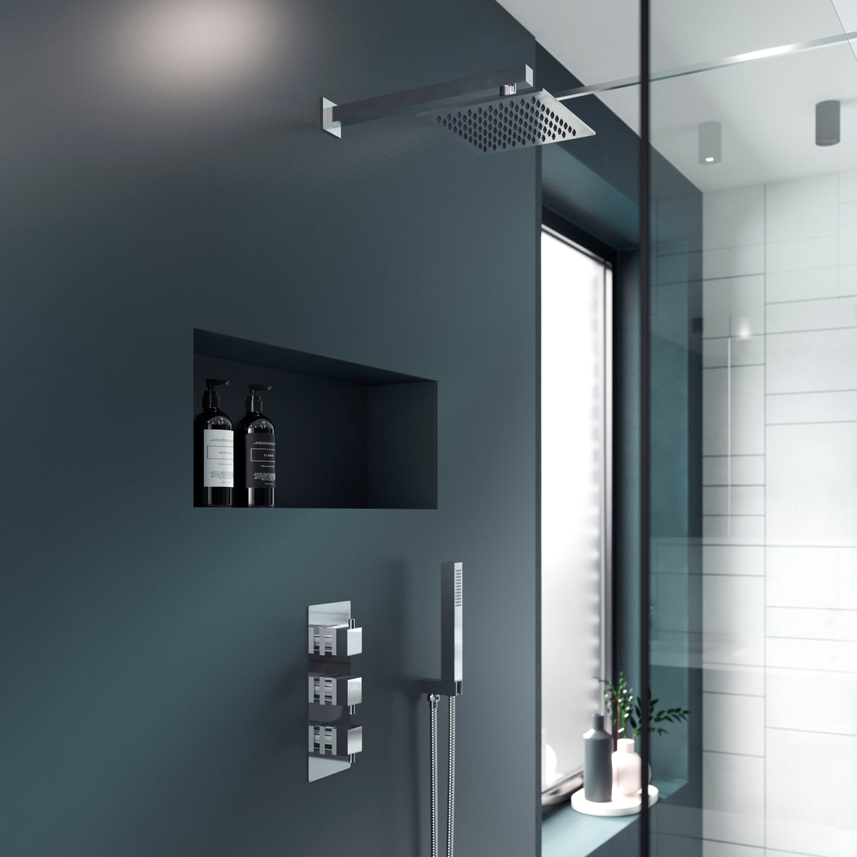 Nuie Square 2 Outlet Thermostatic Concealed Shower Valve Chrome JTY303 LS