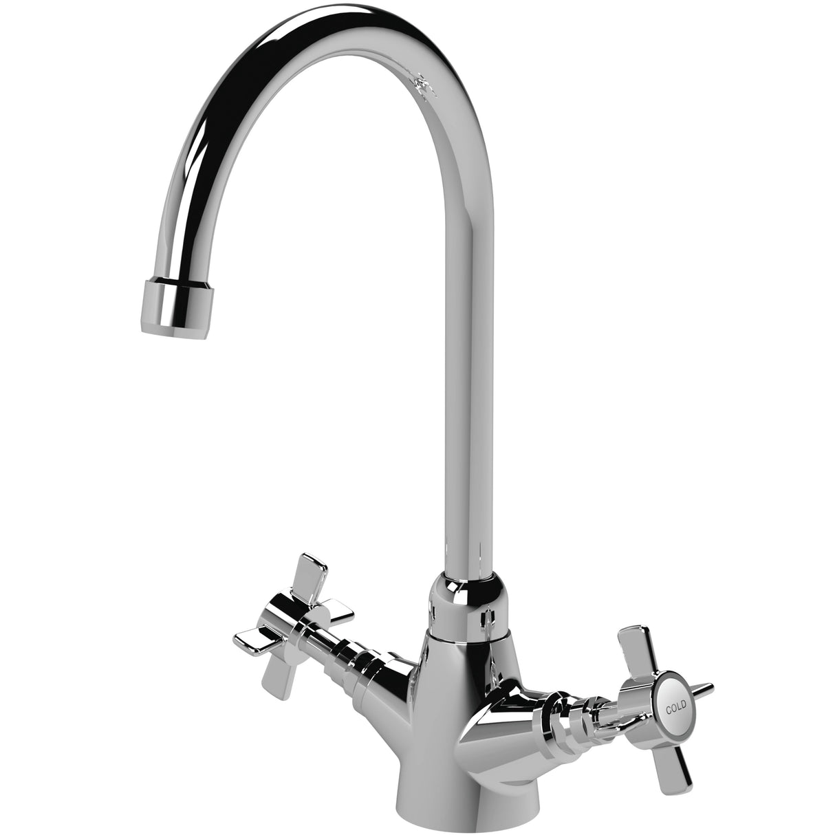 Nuie Traditional Two Handled Crosshead Mono Kitchen Mixer Tap Chrome KB303