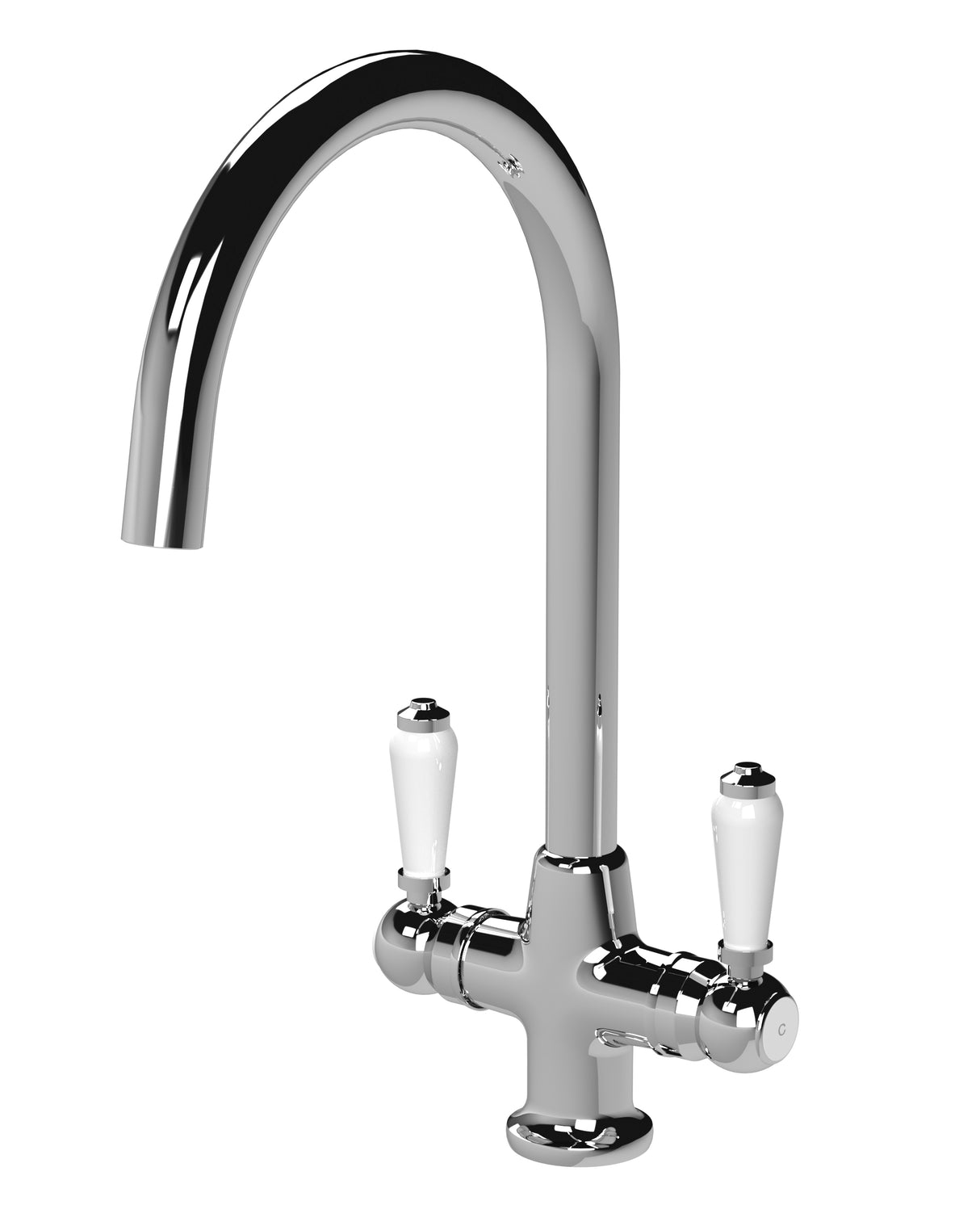 Nuie Traditional Twin Lever Mono Kitchen Mixer Tap Chrome KB304
